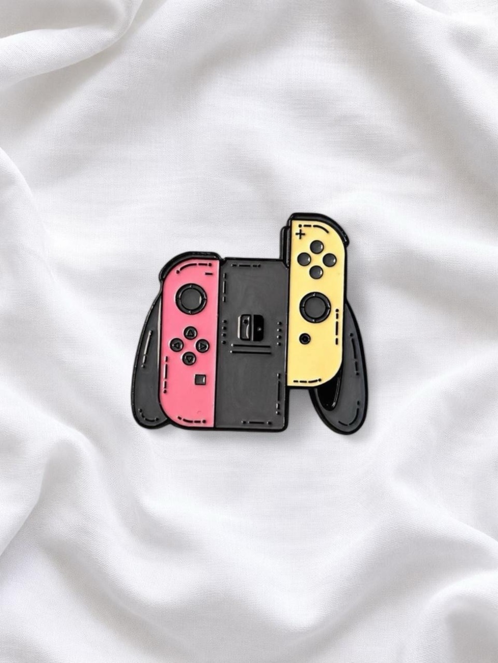 Pink and Yellow Joy-Con Controller Pin - Gaming Accessory